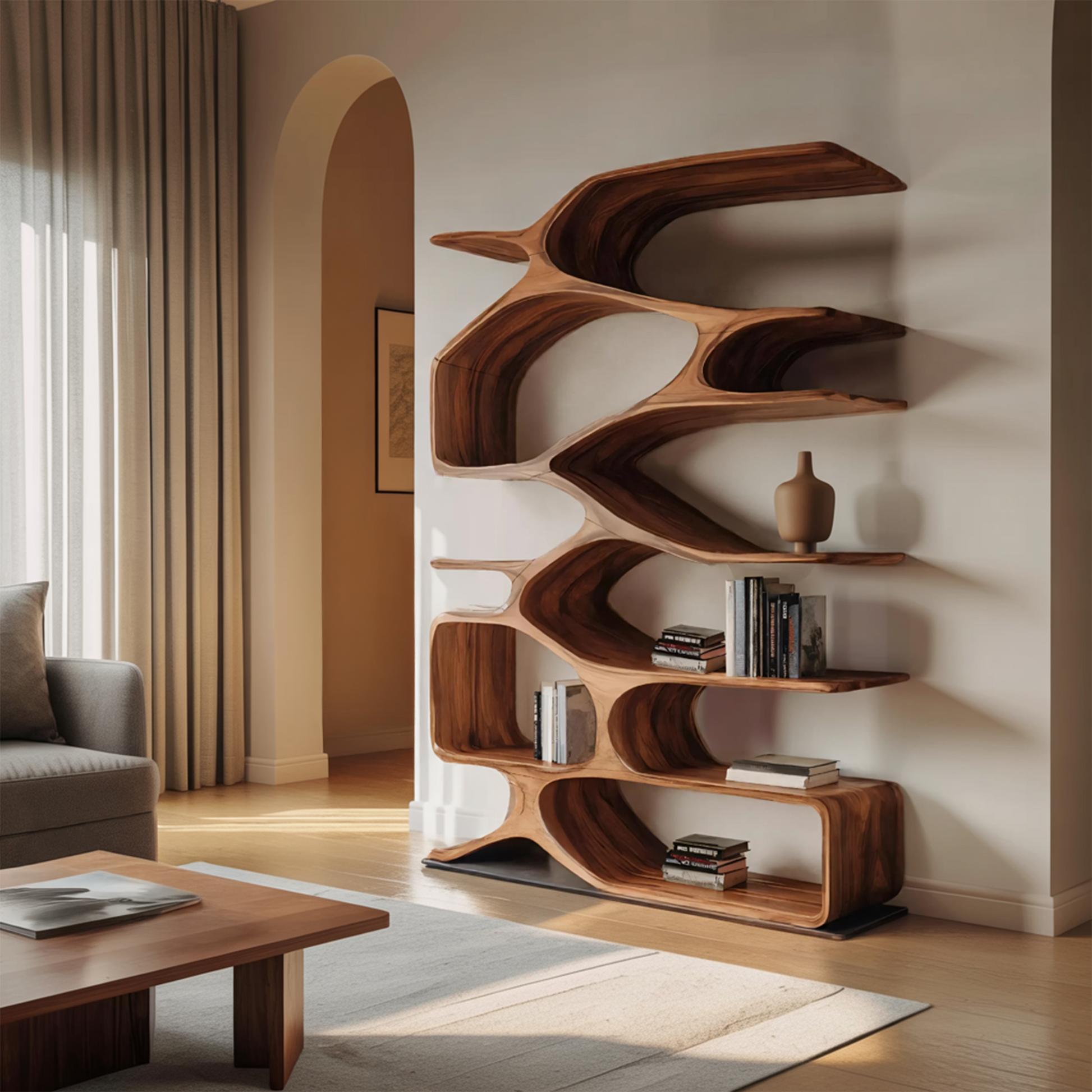 Organic Sculptural Bookshelf For Living Decor Kitchnce