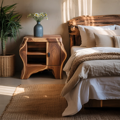 Organic Rustic Nightstand With Storage Cabinet For Bedroom Corner And Interior Kitchnce