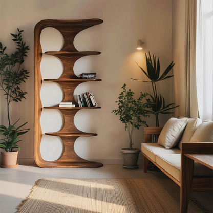 Contemporary Sculptural Vertical Bookshelf For Living Room Kitchnce