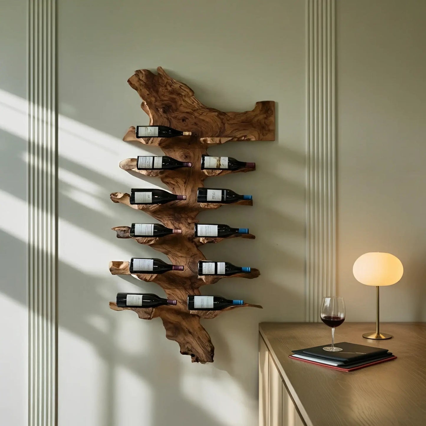 Handcrafted Live Edge Wine Holder For Luxury Furniture Decor Kitchnce