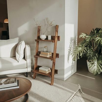 Rustic Ladder Shelf With Tiered Display For Bedroom And Living Room Kitchnce