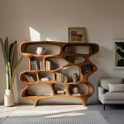 Organic Sculptural Bookshelf For Living Room Or Office Decor Kitchnce