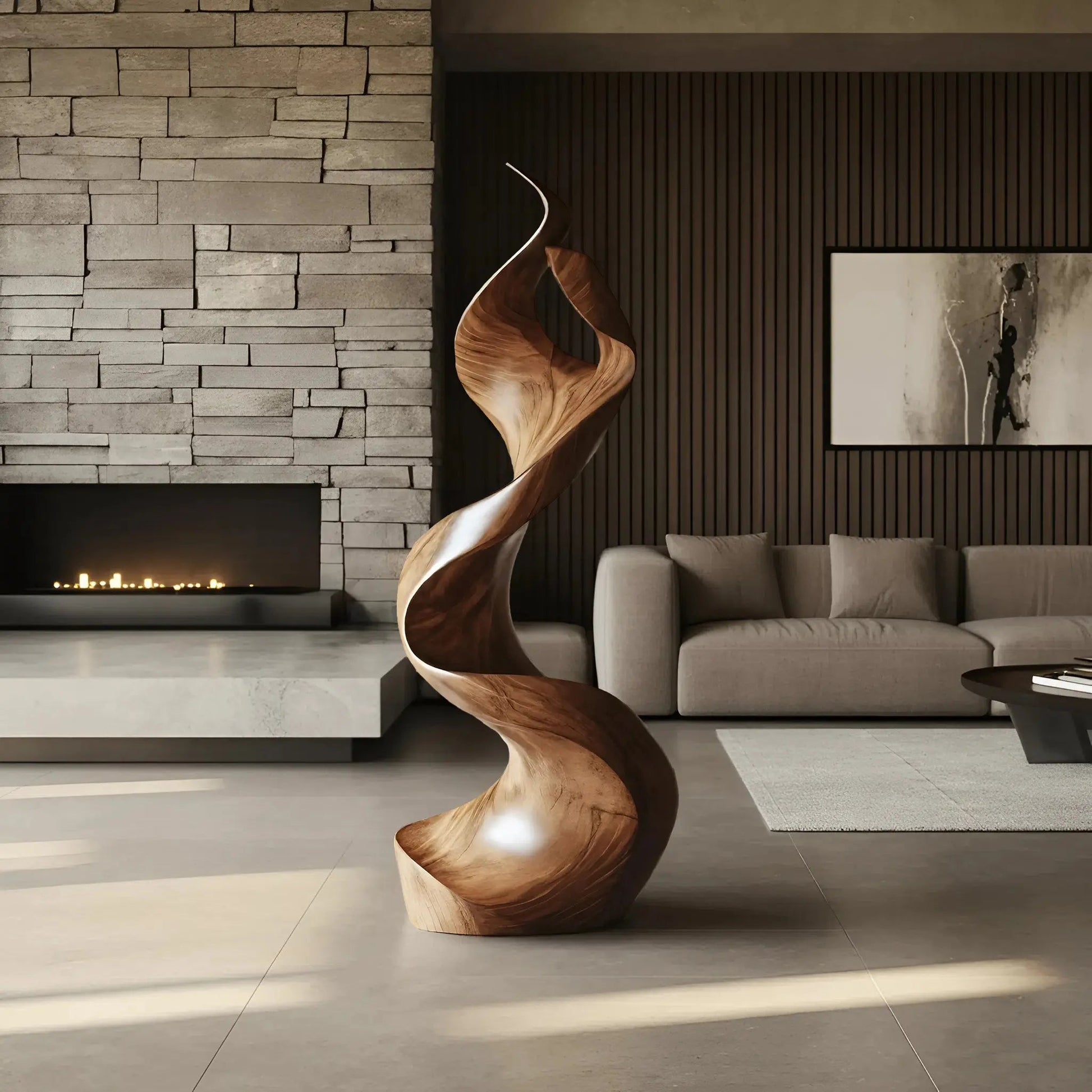 Rustic Large Wooden Sculpture For Furniture Art Feature Kitchnce