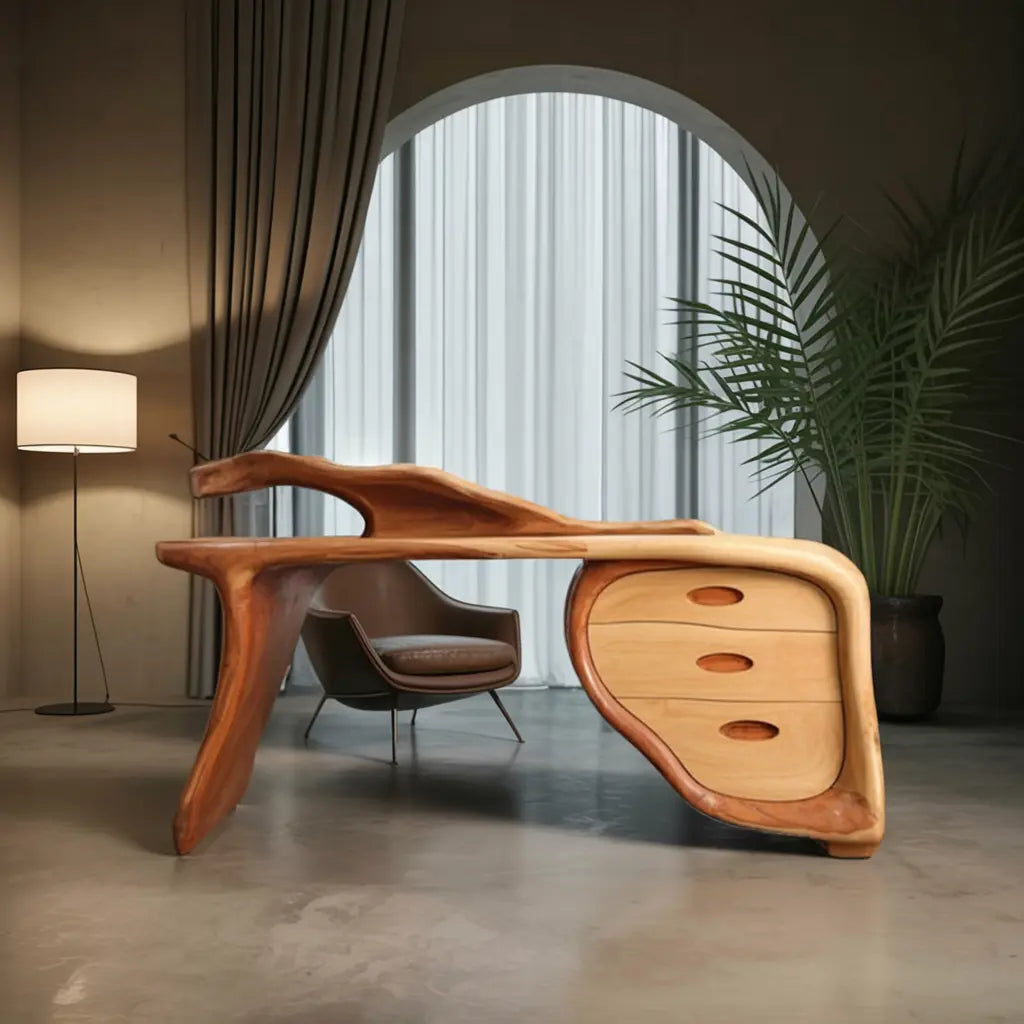 Modern Sculptural Desk With Drawers For Home Office And Studio Workspace Kitchnce