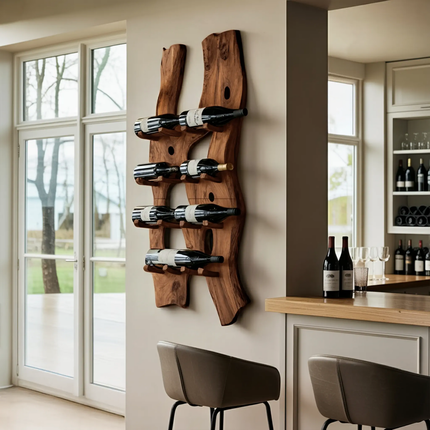 Handcrafted Wall Mount Wine Holder For Living Room Kitchnce