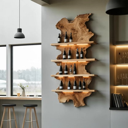 Mid Century Live Edge Wine Holder For Bar Decor And Home Art Kitchnce