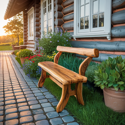 Rustic Garden Bench With Curved Seat For Patio Pathway And Front Porch Kitchnce