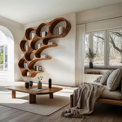 Organic Honeycomb Shaped Wall Mounted Bookshelf For Bedroom Kitchnce