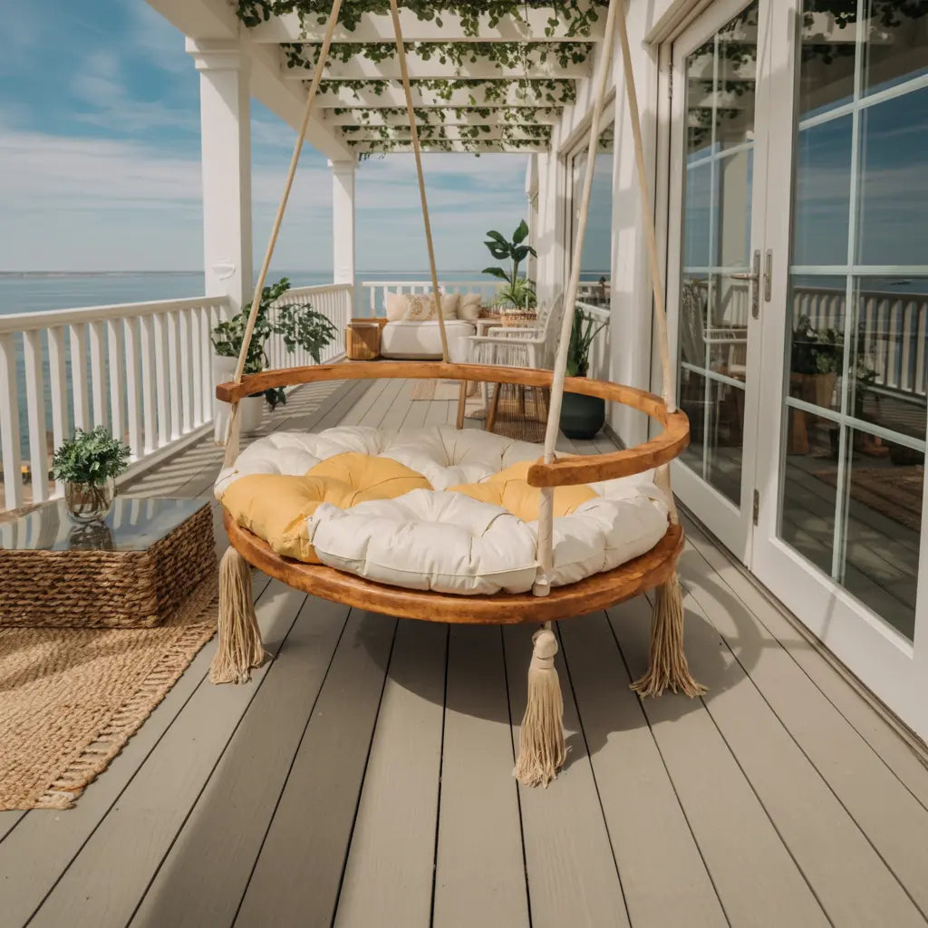 Boho Round Swing Chair For Porch Or Garden Kitchnce