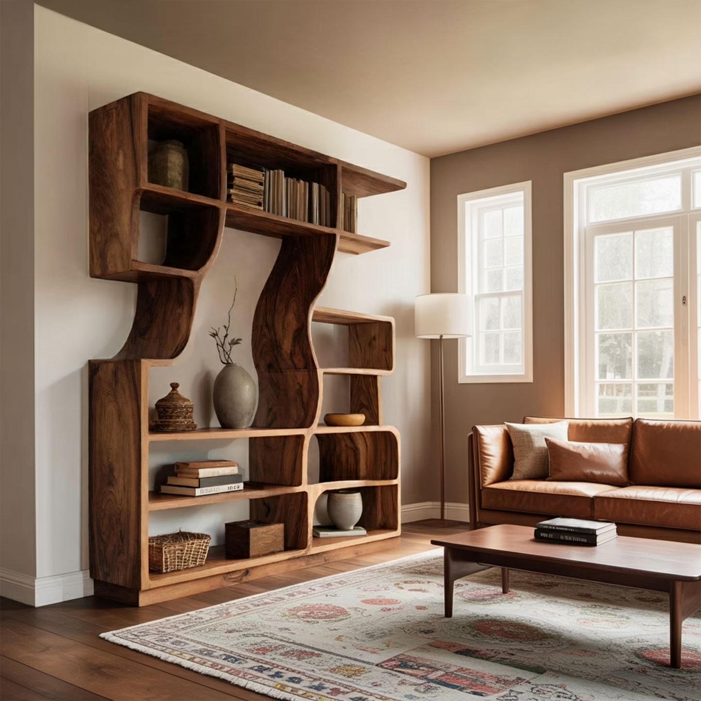 Artisan Carved Bookshelf For Modern Interior Kitchnce