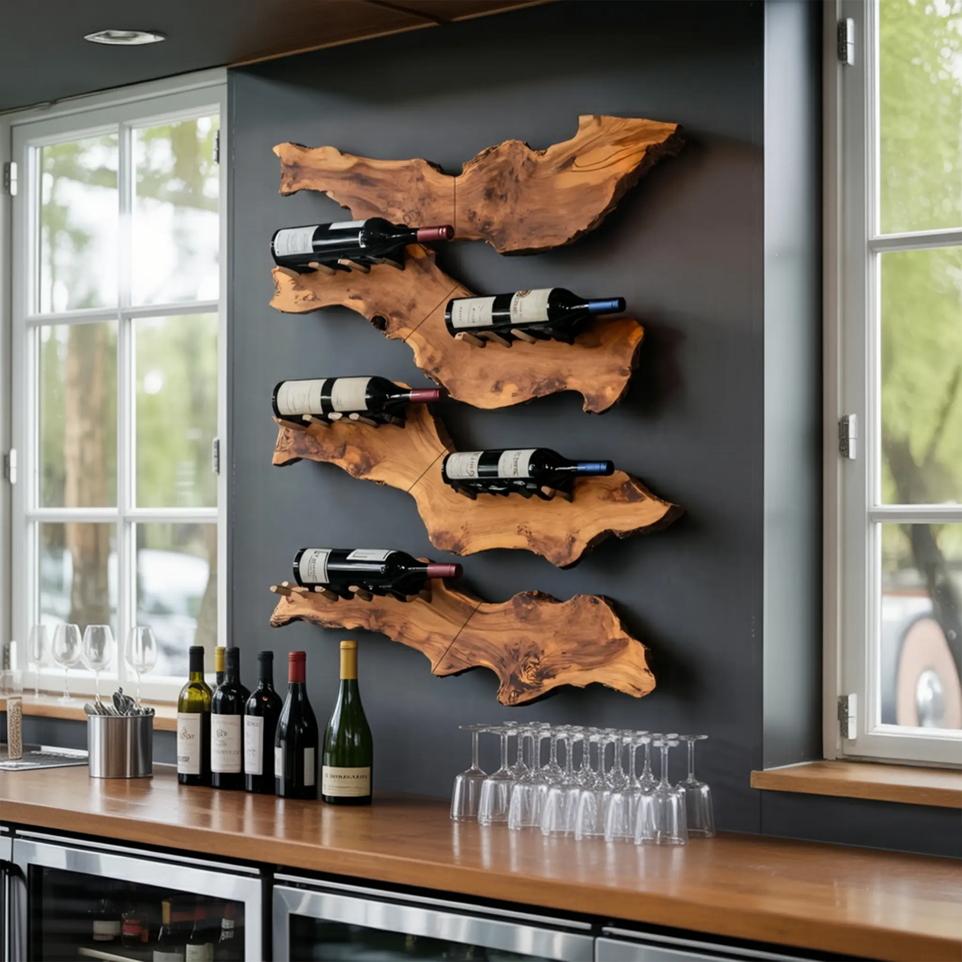 Farmhouse Wooden Wine Holder For Entryway Wine Storage Decor Kitchnce