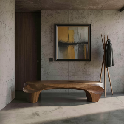 Modern Sculptural Bench And Wall Mirror For Entryway Kitchnce