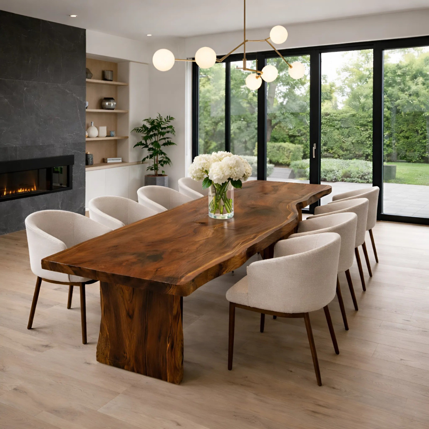 Farmhouse Solid Walnut Live Edge Dining Table for Modern Homes
