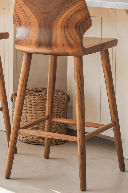 Contemporary Curved Bar Stools With Smooth Backrest For Dining Kitchnce
