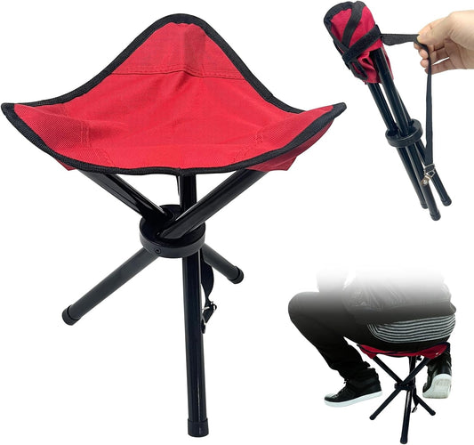 Travel Folding Camping Stool, Use Height 14.6" and Maximum Weight 210 Lbs Outdoor Portable Tripod Seat Fishing Chair Seat for Camping Fishing Hiking Gardening and Beach Garden Painting (Red')
