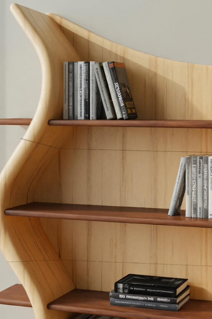 Sculptural Bookshelf With Organic Curves For Living Room Or Office Kitchnce
