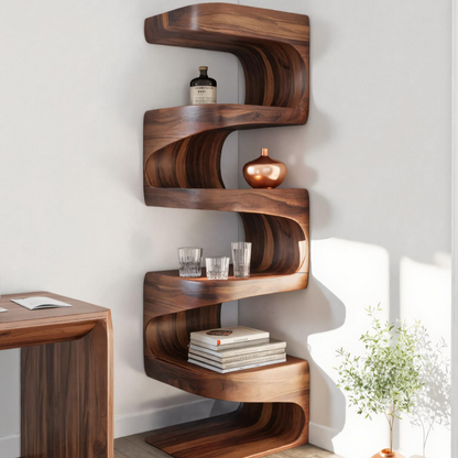 Modern Corner Wave Bookshelf For Living Room Or Contemporary Interior Kitchnce