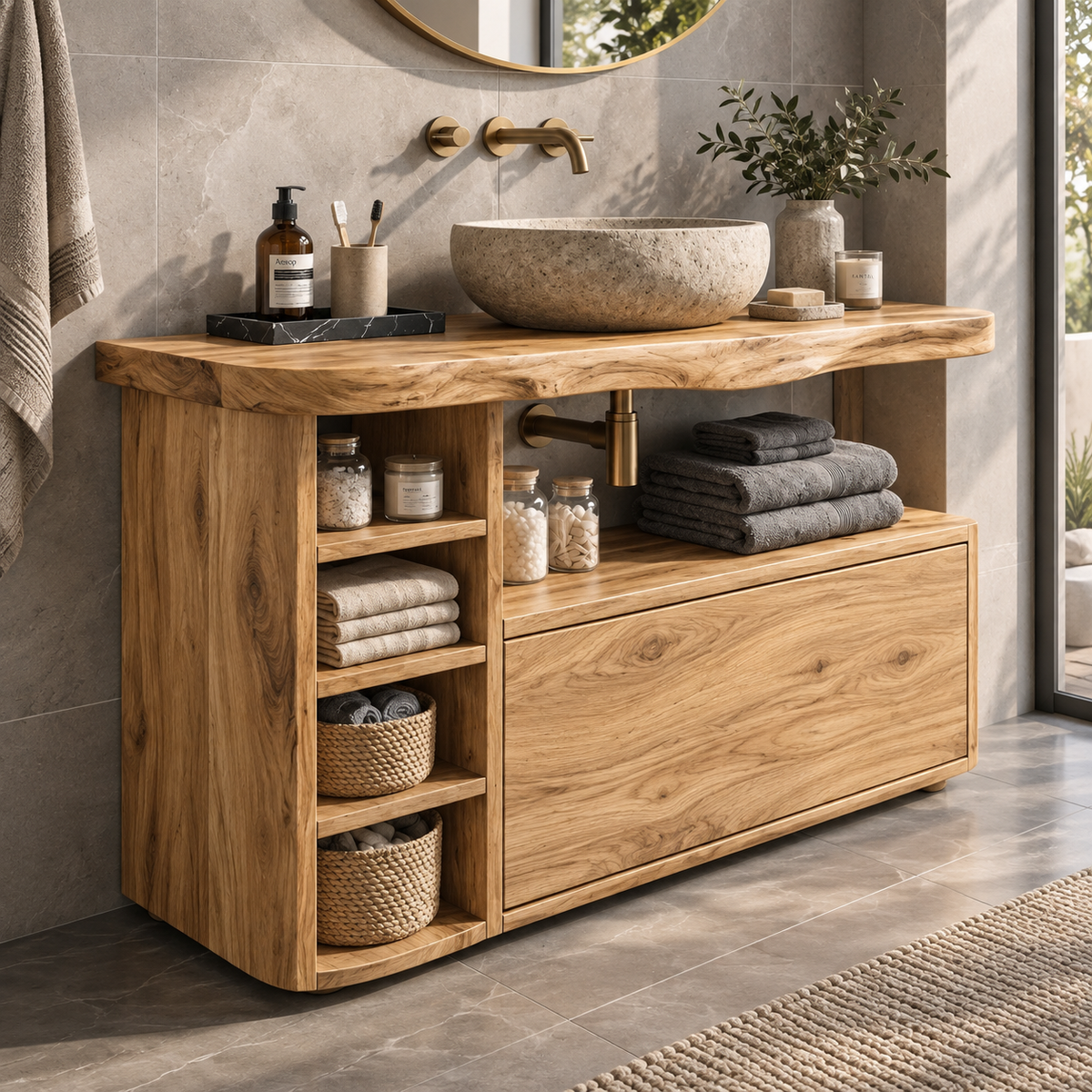Elowen Solid Wood Bathroom Vanity