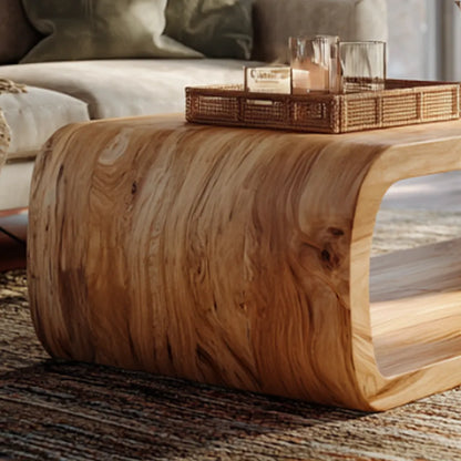Curved Base Coffee Table in Solid Wood with Seamless Form