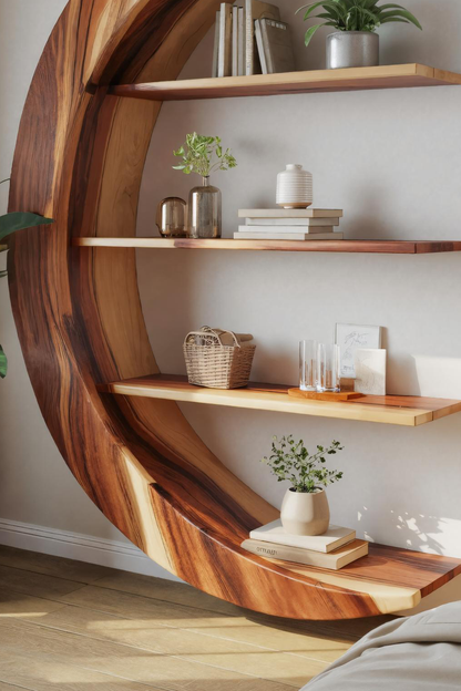 Modern Floating Moon Bookshelf For Living Room Or Bedroom Kitchnce