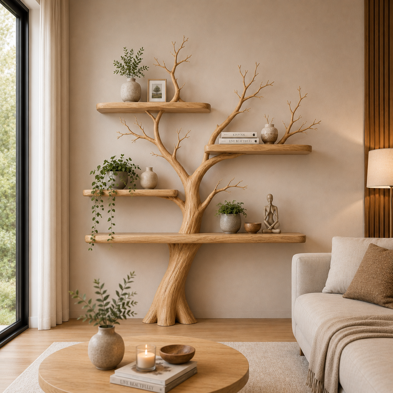 Tree Bookshelf | Handmade Solid Wood Wall Shelf