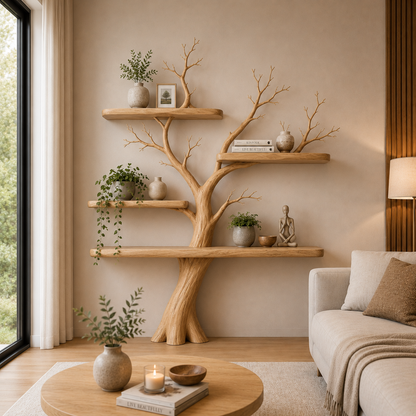 Tree Bookshelf | Handmade Solid Wood Wall Shelf