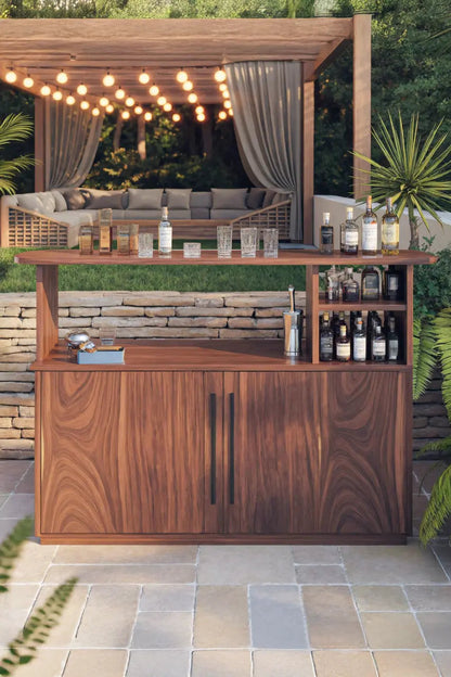 Modern Outdoor Bar Table With Cabinet For Patio Or Poolside Kitchnce
