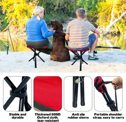 Travel Folding Camping Stool, Use Height 14.6" and Maximum Weight 210 Lbs Outdoor Portable Tripod Seat Fishing Chair Seat for Camping Fishing Hiking Gardening and Beach Garden Painting (Red')