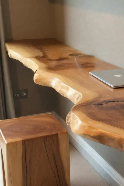 Modern Live Edge Floating Desk With Home Office Workspace Kitchnce
