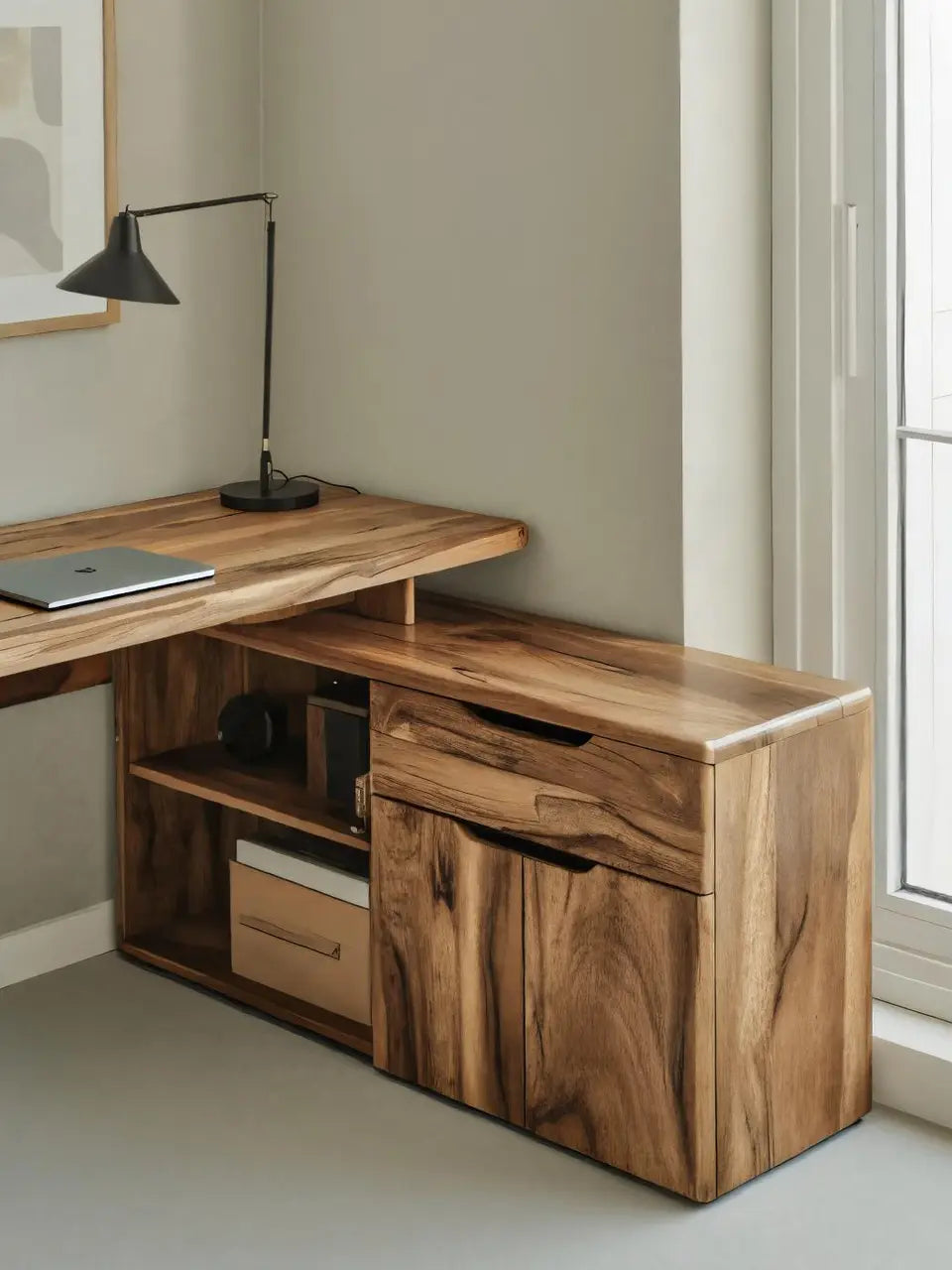 Contemporary L Shaped Desk With Drawers For Home Office Kitchnce