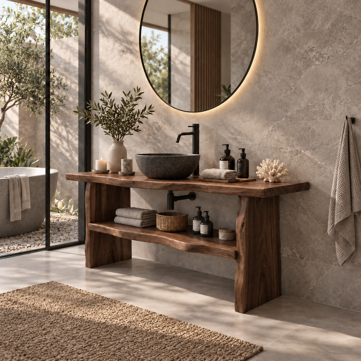 Arden Live Edge Solid Wood Bathroom Vanity