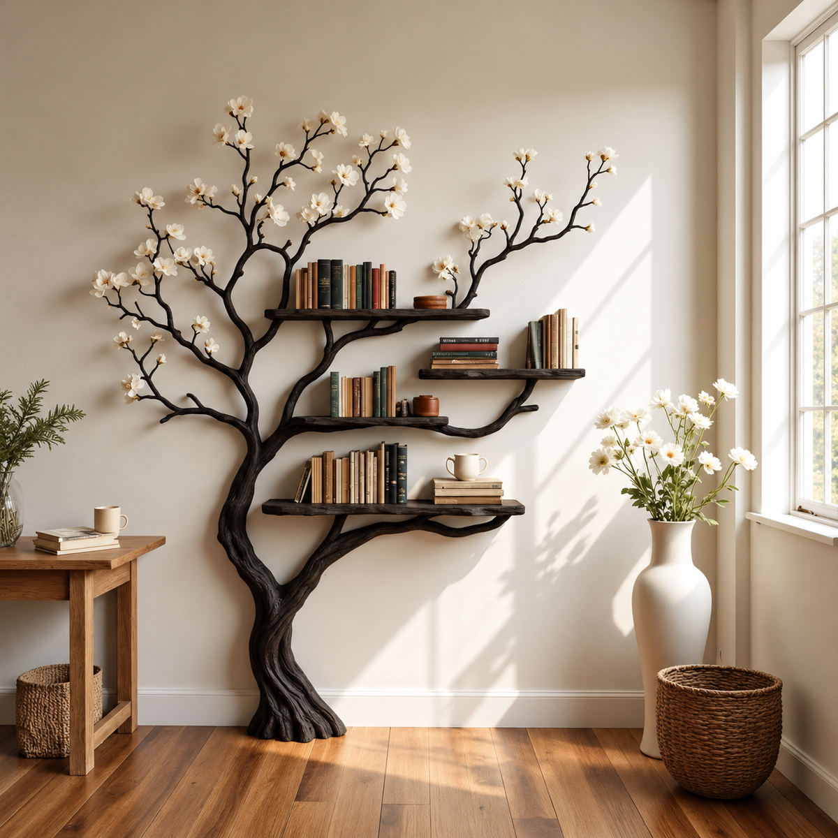 Floravale Handcrafted Solid Wood Tree Bookshelf