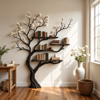 Floravale Handcrafted Solid Wood Tree Bookshelf
