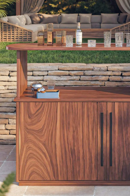 Modern Outdoor Bar Table With Cabinet For Patio Or Poolside Kitchnce