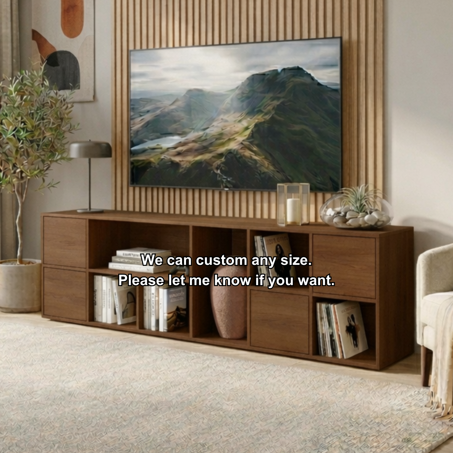 Solid Wood TV Stand with Open Shelves and Drawers – Modern Minimalist Media Console Kitchnce