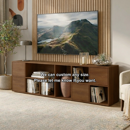Solid Wood TV Stand with Open Shelves and Drawers – Modern Minimalist Media Console Kitchnce