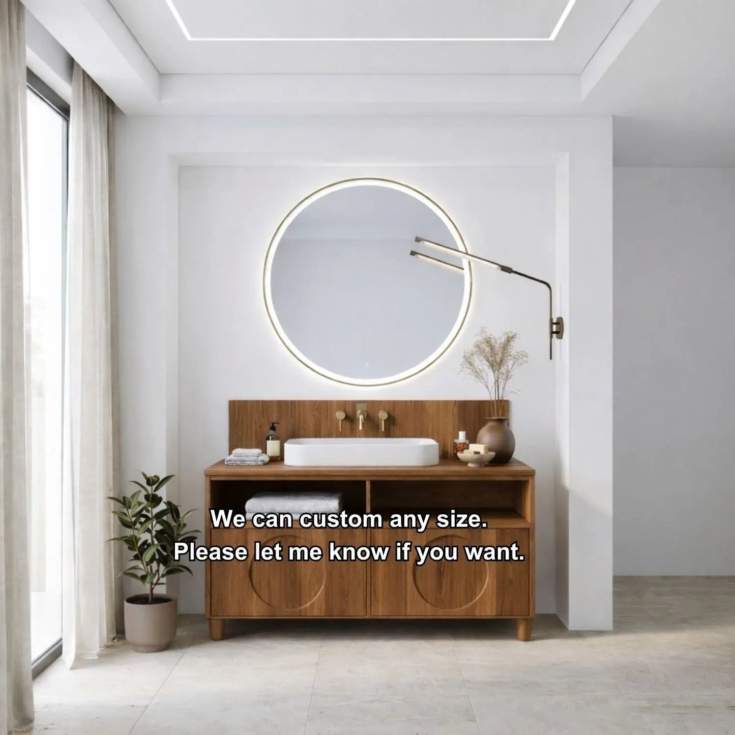 Handcrafted Circular Detail Vanity - Solid Wood Freestanding Modern Bathroom Cabinet Kitchnce