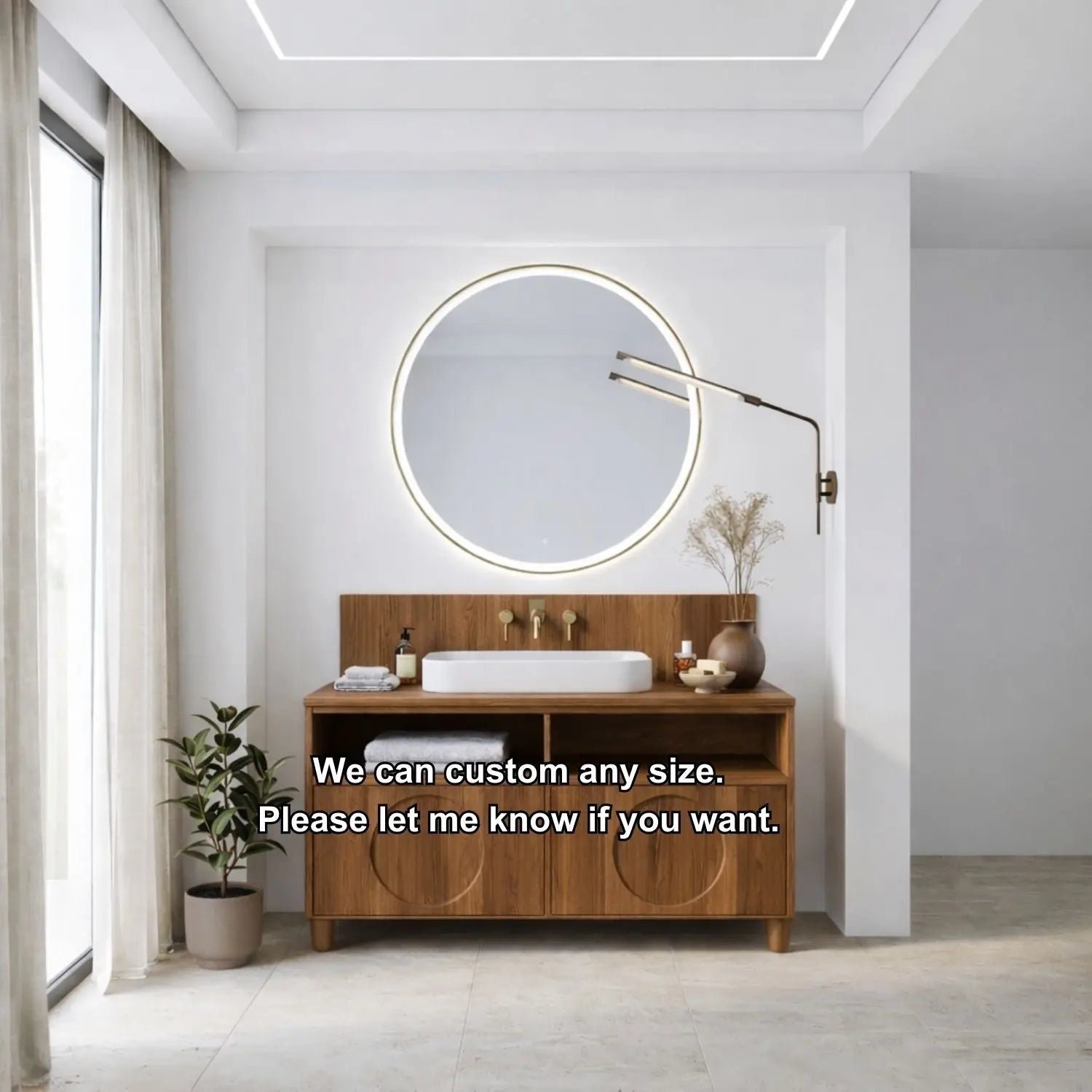 Handcrafted Circular Detail Vanity - Solid Wood Freestanding Modern Bathroom Cabinet Kitchnce