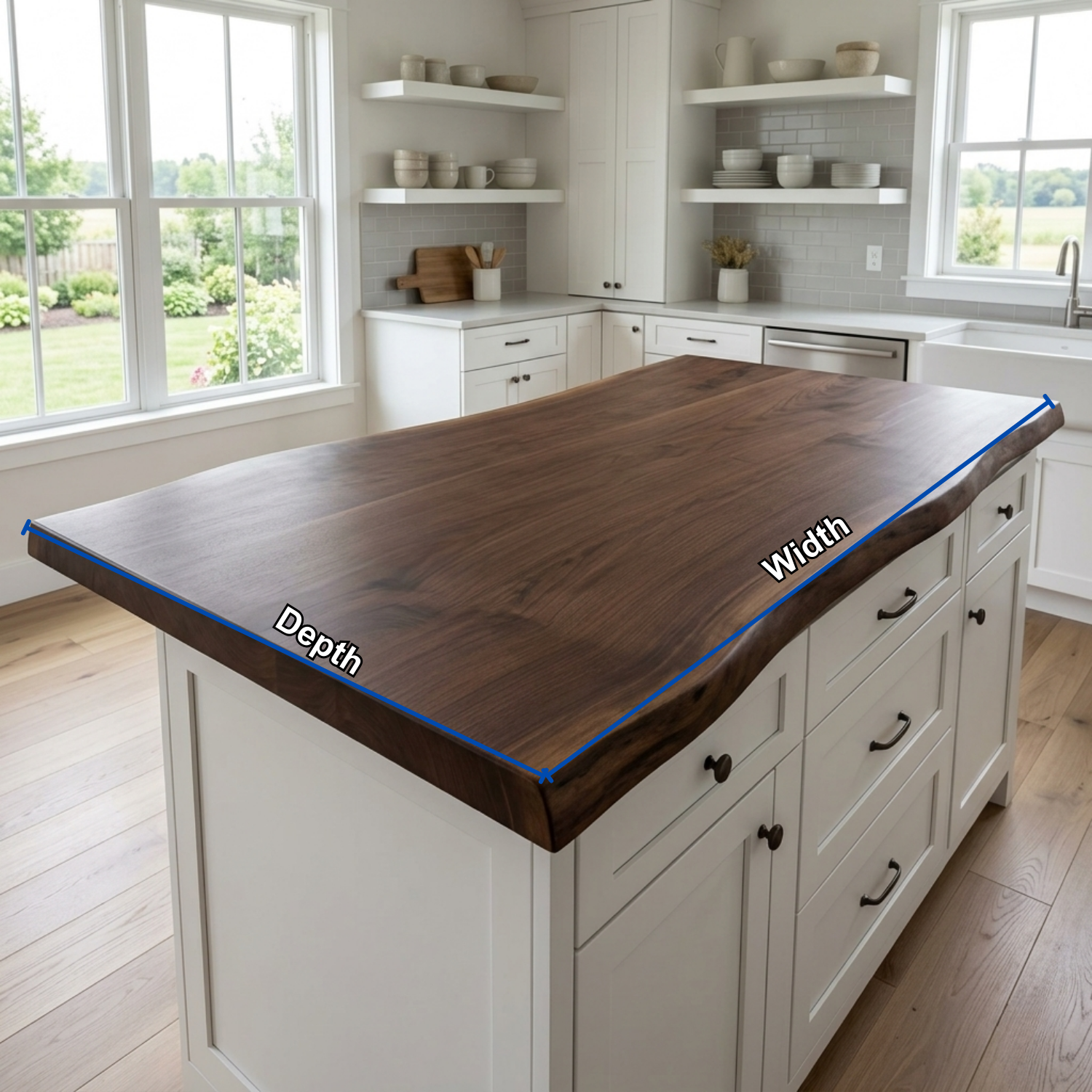 Solid Wood Kitchen Countertop – Live Edge Island Top for Modern Farmhouse Kitchens Kitchnce