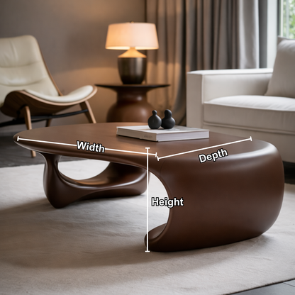 Solid Wood Sculptural Coffee Table with Organic Curved Base – Modern Living Room Table Kitchnce