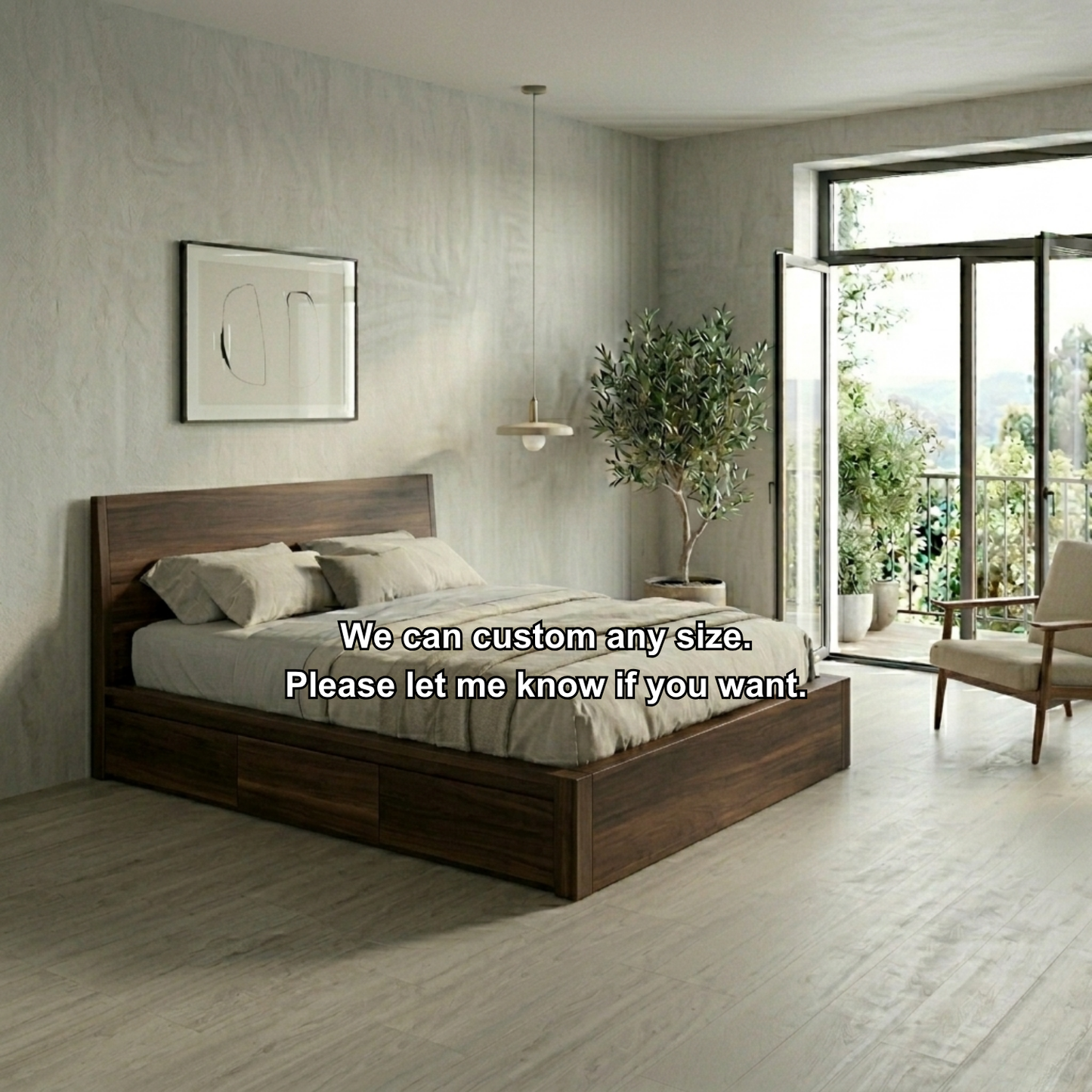 Solid Wood Storage Bed Frame with Side Drawers and Platform Design