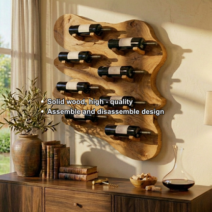 Live Edge Solid Wood Wine Holder – Handcrafted Wall Mounted Wine Rack