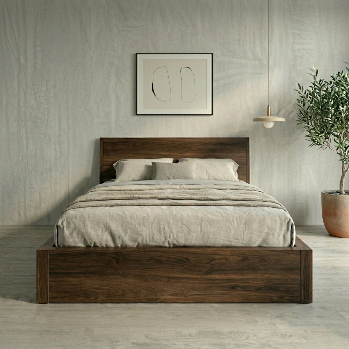 Solid Wood Storage Bed Frame with Side Drawers and Platform Design
