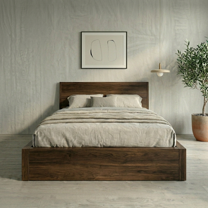 Solid Wood Storage Bed Frame with Side Drawers and Platform Design