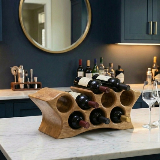 Handcrafted Solid Wood Wine Holder – Modern Countertop Wine Rack