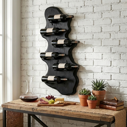 Live Edge Wooden Wine Rack Wall Mount – Handmade Solid Wood Wine Holder