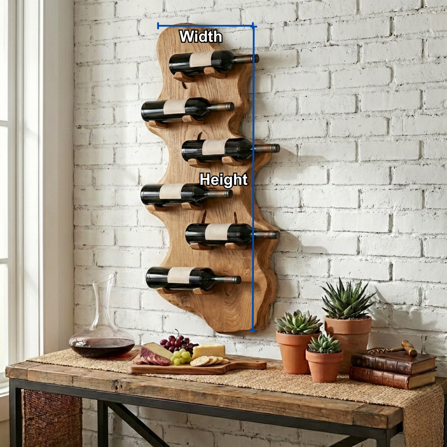 Live Edge Wooden Wine Rack Wall Mount – Handmade Solid Wood Wine Holder