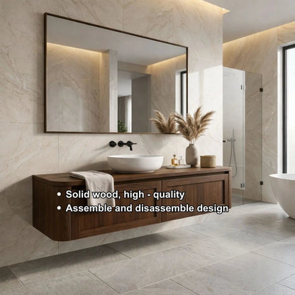 Floating Bathroom Vanity with Framed Panel Doors and Rounded Side Design Kitchnce