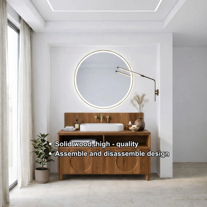 Handcrafted Circular Detail Vanity - Solid Wood Freestanding Modern Bathroom Cabinet Kitchnce