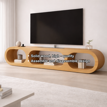 Modern Solid Wood TV Stand with Oval Open Storage and Sleek Design Kitchnce
